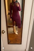 I ordered a S instead of a M because the previous reviews mentioned it was heavy and baggy. I'm glad I got a S! It was perfect and it's warm too. Great quality dress. - Kayleigh S.