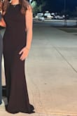 I was pleasantly surprised with this dress! The material is stretchy and comfortable but has a nice amount of hold. I am around 5' 3 1/2" and the size medium was a little long with 3(ish) inch heels, but not so long that it hindered me much. While I didn't have any problems with the zipper, it was a little hard to zip up, so it could be prone to breaking. Overall, this is a very classy dress and I got many compliments! - Katie J.