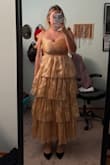 I think I wanted to like this one a lot. The boob area is a little tight, but since it's so big and my boobs fill that area it's giving ~uniboob~. It would've been so perfect fr a NYE wedding, but I think I will end up returning it. The only good thing is that it's "ankle" length so depending on how tall or short you are, you wouldn't need it altered. - Debbie F.