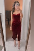 I bought this dress for a work holiday party and it was a huge success. I received so many compliments on it! It fit perfectly and even gave the lady lumps a boost. I wore an XS and I'm 5'4 and 120 lbs. - Lori K.