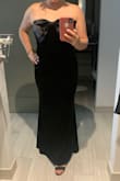 Dramatic Stunner Navy Velvet Bow Strapless Maxi Dress