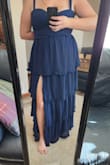 I really liked how this dress fit me. I have an apple body shape and struggle to find dresses that flatter but this one looked really nice. The only warning I have is my boob's were a little big for cups on the dress so if you have a larger chest they might not fit. It also helps that the back is a lace up style so there is room to adjust as needed! I didn't end up using it for my event but I kept it anyway because it would be great for a wedding or future party! - Kathryn P.