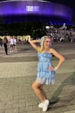 I loved wearing this sequin blue dress to see Taylor Swift! I felt confident and girly. The dress was comfortable and perfect for dancing. I loved the sequined bodice, and the tiered skirt was so cute!
I was a little nervous about the skinny straps, so my seamstress friend sewed them on more securely to reinforce them. I just wore pasties and it worked out great, but I also have a small chest.
My only complaint was that the straps dug into my skin a little in the front - I tied them very tight for security in the chest, but also so the dress would fit snuggly overall. The fit of the dress relies on how tightly you pull the straps in the front, and then also tie the lacing in the back. Overall, the dress was a win for me. Very fun and also unique. - Anna B.