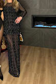 Absolutely loved wearing his dress to an all black Christmas party! Got so many compliments and I know that I'll wear it again.

What I love about it is that you can choose your undergarments since this dress is sheer, I just bought a black short slip dress but you can definitely do a bra and underwear type just like shown in the picture.
The dress is very comfortable and very elegant. - Edina H.