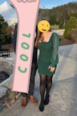 I was pleasantly surprised by this dress! It was very form-flattering and didn't emphasize my tummy, though full disclosure, I did wear it with tights and skims underneath. It was low-cut (in a cute way), so be careful if you try to wear a full-coverage bra underneath! - Sydney H.
