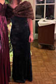 I absolutely love this dress! I wore it to a black tie optional wedding as a guest and paired it with a vintage fur and silver shoes / accessories. This dress is perfect for pear shaped ladies!! I have a small bust and waist but large hips and butt. This dress is perfect because it's stretchy and has adjustable straps in the back for all size busts. It is so, so soft and comfy. It does not have a zipper and runs a little big, so if you're debating between a medium and a small go with a small. Finally, I'm 5'4 and the small was perfect length with 3-4 inch heels. No tailoring needed at all! - Daina M.