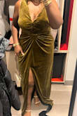 Wore to a work gala. I received compliments the whole night! The velvet was so soft and comfortable. The color was very unique, a bronze olive tone. Worth getting for sure! - Jaenelle M.