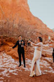 This was the third gown I ordered because I was struggling to find something that felt winter enough for our Colorado elopement but stayed true to my style. It was SO comfortable and fit very well! Perfect for my height with boots on! - Emily G.