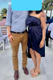 I'm in love with this dress! Wore it to two different weddings and felt amazing both times. The clever design with the gathered front and asymmetrical panel works magic - it's super flattering and thoughtfully conceals my post-partum tummy without looking like it's trying to hide anything. Big plus: it works perfectly with a strapless bra and stayed comfortable through hours of dinner, dancing, and celebrating. The navy color is that perfect balance of elegant and versatile - it fit right in at both a cocktail wedding and a black-tie celebration. Really happy I found this dress - it's become my go-to for special occasions! - Gabriela F.