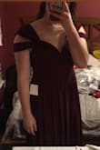 It fits perfect and it covers everything if your worried about that and it really makes you feel good. The color is amazing and it is an amazing dress - Laura H.