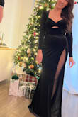 This was the perfect dress for a formal outdoor wedding. The fit was true to size and body contouring without being suffocating. I styled it with a pair of sheer tights and Mary Jane lug sole patent leather shoes. - Paris C.