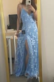 Very pretty, but see-through so have to wear something underneath. Flows perfectly and the slit is good-not too high like some other Lulus dresses. - Emily O.