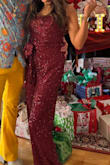 I really loved this outfit, but it's meant for a taller person unless you alter it. I gave it a 4 because  I'm honestly not sure of what or where the sequin material came from. There was at least a cup of something that fell from the dress...string? Dead bugs? It grossed me out, but I didn't have a choice but to wear it, and thank goodness for the liner. I shook the outfit for a solid hour and took pics to try and figure out what it was but couldn't identify it. It continuously shed throughout the night, but I still loved the look for the holiday party. - Valerie C.