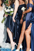 For my height/size, I needed no alterations (at least with the heels, shown in the photo) I'm a little over 5'3 and about 130 lbs, with the shoes it just touched and the bust fit for me with a smaller chest! Material was amazing and held up for the night; dress came with pockets which we all love! Would order from this site again, hands down! Photo is just a small glimpse. I'm next to the bride/flowers, best photo we got of a full dress. - Brittany S.