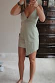Pretty sage green color. Too big but didn't return. I will try to have it taken in. - Elizabeth M.