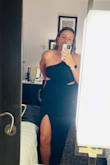 I bought this dress for my cousin's NYE wedding and fell completely in love! It fits perfectly without the need for alterations. I'm a 36D and the dress was thick and supportive enough that I did not need a bra. I'm 5'11 and the dress came to my ankles, so my shorter girlies might need alterations in length. I can't wait to wear this again! - Meghan F.