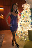 Small size. Some stretch. Great dress for the night. - Melinda E.