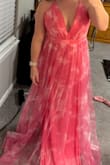 This dress is so pretty and I have received many compliments on it! The color is just like you see in the picture, and I feel like it is true to size! I have to have the bottom hemmed quite a bit, but that is typical for my height! However, I did not feel like any other alterations are needed! The double layer makes it look unique! The top of the dress is so flattering and I love how it flows! I also feel like this dress can be used for many different occasions! The only con is the double slit being a little high, and that just may just be an issue on my body type! - Erin J.
