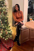 Beautiful sweater to wear with leather pants or jeans! Comfy and warm! Love the color and the pattern! - Ivelisse S.