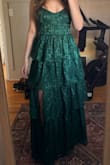 Really loved this dress and would have worn it as a wedding guest but the straps were a little big and kept falling down. The slit does not show most of the time, I was just posing in this photo. - Miranda E.