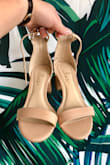 Usually when I buy heels, I can only tolerate wearing them in photos because they hurt so much. With these I had no problem at all wear them the entire night dancing. I'm generally a 6.5 and I suggest sticking to your usual size. If you're looking for cute and comfortable heeled sandals, buy these ones! - Mary W.