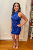 I went with a non-traditional color for NYE and found this dress and let me tell you, it was stunning!! I did have to get it altered around the neck, as it was a little too long and then pinched it around the chest, since I had some gaps that would show parts of my bra. Other than that it was absolutely gorgeous! - Crystal P.