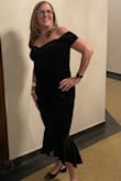 The sizing help on the website was spot on! I sized up and it would have been too tight if I had gotten the size I thought I needed. It is a little stretchy, but not so much in the waist area. Absolutely love it and can't wait to have an opportunity to wear it again! So worth the price too! Very reasonable! - Cindy S.