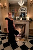 This dress has a thick fabric (perfect for a January NY wedding), and it is long. I am 5'7 and wore with 4 inch heels, and it hovered on the floor perfectly. It took a little work to steam, and the fabric's thickness means that, although it's stretchy, it's still pretty tight and structured, so it doesn't have a lot of give. I would definitely order true to size/don't size down. - Brianne M.