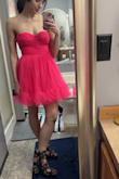 I love this dress! It's fun. It's pretty. It fits really well. I usually order mediums in dresses because I am a lot smaller in my waist and bust area then my hips but because this dress is lose in the hips I ordered a small and it fits really well. - Kimberly H.