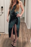 Wore this to our special anniversary dinner when we got engaged. Felt like a million bucks. I'm smaller chested but tying the back up securely held the bust right where I wanted it to stay. - Allie H.
