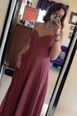 I bought this dress to wear to a future wedding of a friend. Perfect length for my height and fits true to size. I did have to sew one of the seams on the bust that seemed to have extra fabric than the other side, but other than that, it is great! - Ari L.