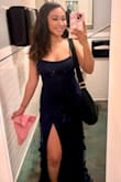 Got so many compliments. One thing I found that helped so there was no gap space for my chest was a pasty adhesive bra! 5'2 and wore some kitten heels with it and no problem! So snug. - Iris V.