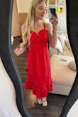 Love the dress, but I ordered an extra small and it fits more like a small would on my body. The bust area is way too big for me so I'll have to get it altered. - Chey W.