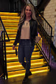 This jacket is so perfect for a variety of occasions. I used it for girls' night out and received a lot of compliments on it. The medium was the perfect size for me. 5'7, 140lbs, athletic build. - Cassie B.