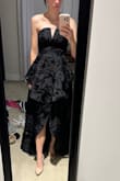 This might be my fav dress I have ordered from Lulus so far bc the material is so unusual.  The reviews are right (runs a hint small).... my ribcage is probably closer to 31" between an xxs and an xs for tops and the xs fit perfectly.  I did get one faulty dress with a bad zipper (so maybe don't order right before an event) but Lulus customer service is so good they replaced it quickly. - Dana M.