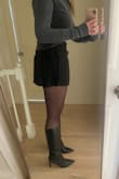 My expectations weren't high but this skort is so cute! Recommend sizing up for length -- the medium is loose but I think a small would have been too short at my height. Medium passed the sit test and got tons of compliments! Good material and the pleats lay nicely. The belt is a nice touch. Nicer than another skort I tried at twice the price. - Thea C.