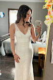 This dress is perfect and it fits so well I was not really looking forward to trying on so many dresses and going in person to get something and I was a little nervous about ordering my wedding dress online thinking it would need altering and it being just a month from my wedding I was not sure but it ended up being perfect and I do not have to change anything about it and with it being such an affordable price and such quick shipping it's just perfect. - Bri O.