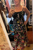 I read another review suggesting to size up for a bigger bust and she was correct! it's not stretchy at all through the bust. Size up one, and you will love this dress! It fits great and is comfortable. - Ann L.