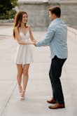 I was searching all over for a dress I could wear from my engagement photos. This dress was simplistic but also elegant - exactly what I was looking for. It was not sheer, the lining was great! Would definitely recommend. - Sydney M.