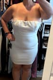 This dress is comfortable and cute but doesn't work for me. I ordered a large but it was too large too and I'm a 36D - Dina S.