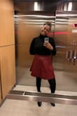 Wore this skirt to a galentines party and absolutely loved it. I sized up thinking a L would be too small, but the XL ended up being too big. I recommend not sizing up; the skirt fits pretty true to size. - Xenia M.