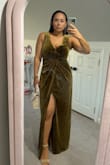 Absolutely loved the material and slit. My body type is more of an hourglass. Big bust and wide hips. So needed to go up in size and needed to get the cleavage area brought together. But worth it! - Samantha C.