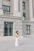 Love how simple and elegant this dress is. It was the perfect dress for our 10 year anniversary pictures. - Trammie N.