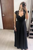 First time ordering from Lulus and I was really worried the quality wouldn't be like the picture but it's good. Sizes are pretty friendly, Im normally a medium or large. Only thing it was a little too long (Im 1.65) so I had it fix. Very nice back that holds your bob better (definitely made for someone with boob rather than non bc of its fit). Has a little opening on the leg but in general very flattering in the waist (very loose). Love it! - Daniela M.