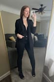 This bodysuit is perfect for date night, girls night, Valentine's Day, any occasion. If you are smaller chested like myself, definitely order a size down. I ordered my TTS (Small) and while it fit perfect in my waist I still had to use Hollywood tape to keep it up on my back and chest so I wasn't continually pulling it up all night. Styled it with a blazer for Valentine's Day since I'm in the Midwest. Can't wait to wear it in warmer weather without something over it. - Lisa W.