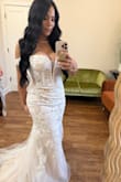 Wore this for my wedding. It fit perfectly. Had to get it altered but only because it was too long for me, otherwise, the dress fit like a glove. - Debra A.