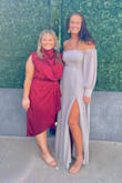 I absolutely love this dress! It was so much more beautiful in person.  I'm tall and can't find dresses that are long enough for me very often.  This dress was the perfect length and I wore heels. The material is very soft and doesn't wrinkle easily. (I despise ironing!) The material is very giving. Bonus, no spanx were needed!  It comes in several colors. I ordered 3 of the colors and went with the grey. To say I'm obsessed with this dress is an understatement! Order it! You won't be disappointed. - Shana J.