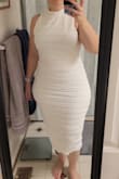 I was pleasantly surprised at how well this dress is made! It's not see through and the fabric is nice. It's longer than I expected so I may take it up a bit but otherwise it fits great! - Maria M.