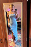 In sizes, I'm usually a medium but when this dress got here it fit a little bigger than what I was hoping for so I ordered a smaller size and I am absolutely obsessed with this dress! So flattering! - Emeri W.