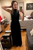 I purchased this dress for a work Gala. I'm not sure if I will wear it or not, but it fits so well that I will probably hold on to it for another event down the road (maybe a fall wedding?) The only downside is that the material is a bit thin so you can see underwear outlines - Spanx would probably be a smart choice with this. You can't really see the green in the photo, but the color is beautiful! - Darlene C.